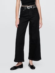 Gap Black High Waisted Stride Wide-Leg Ankle Jeans - Image 3 of 6
