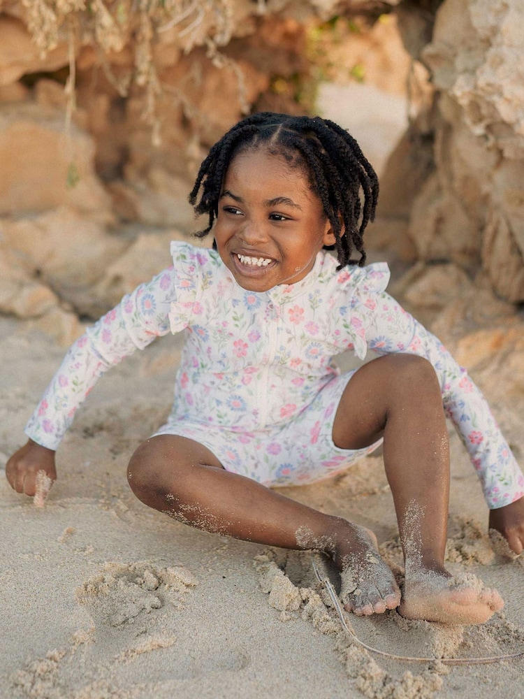 Purebaby Pink Floral Long Sleeve Swim Rashie - Image 1 of 5