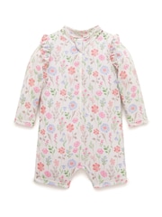 Purebaby Pink Floral Long Sleeve Swim Rashie - Image 2 of 5