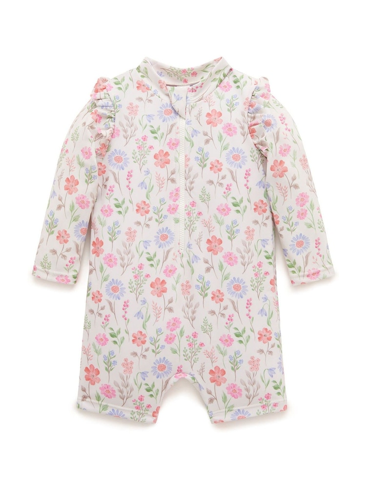 Purebaby Pink Floral Long Sleeve Swim Rashie - Image 2 of 5