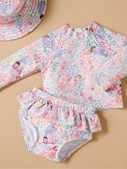 Purebaby Pink Mermaid Print Long Sleeve Rashie Set - Image 1 of 5