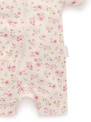 Purebaby Pink Turtle Print Short Sleeve 100% Cotton Sleepsuits 2 Pack - Image 5 of 5