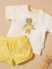 Purebaby Yellow Sunshine 100% Cotton T-Shirt and Shorts Set - Image 1 of 5
