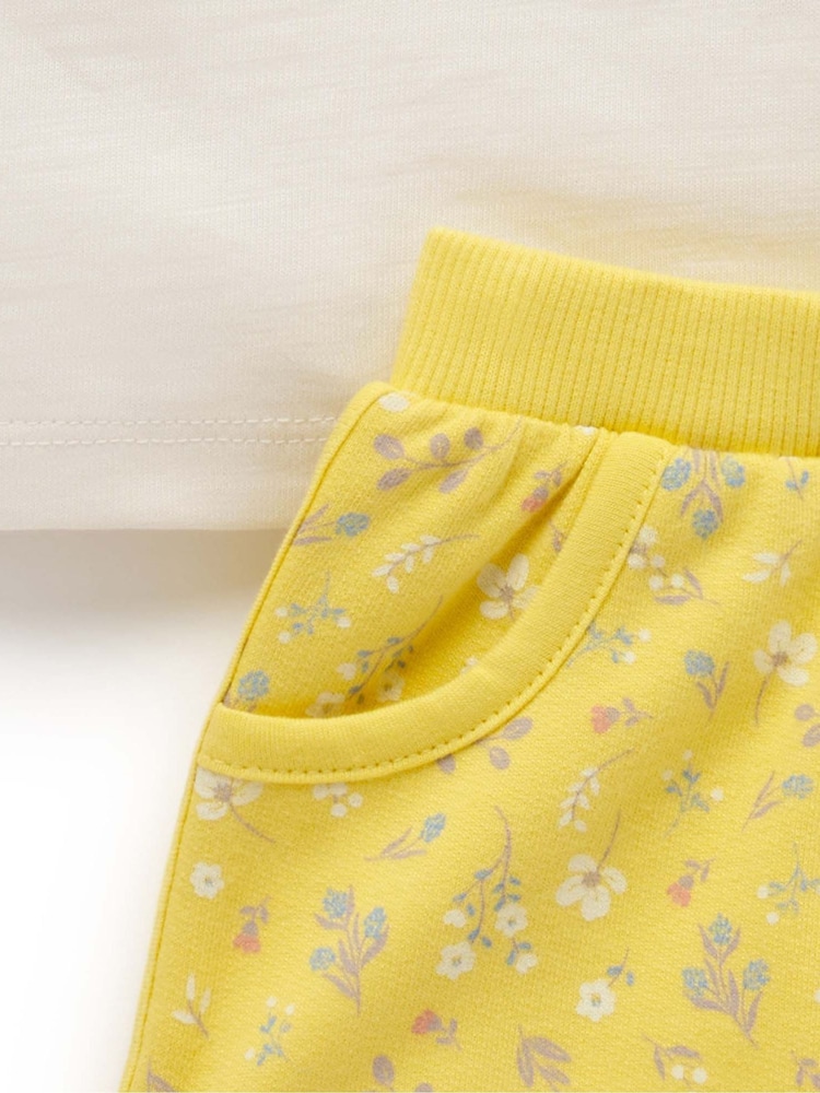 Purebaby Yellow Sunshine 100% Cotton T-Shirt and Shorts Set - Image 5 of 5
