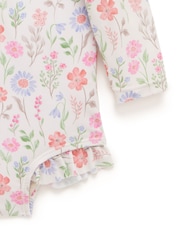 Roz - Costum de baie Purebaby Floral Mânecă lungă - Imaginea 5 din 5