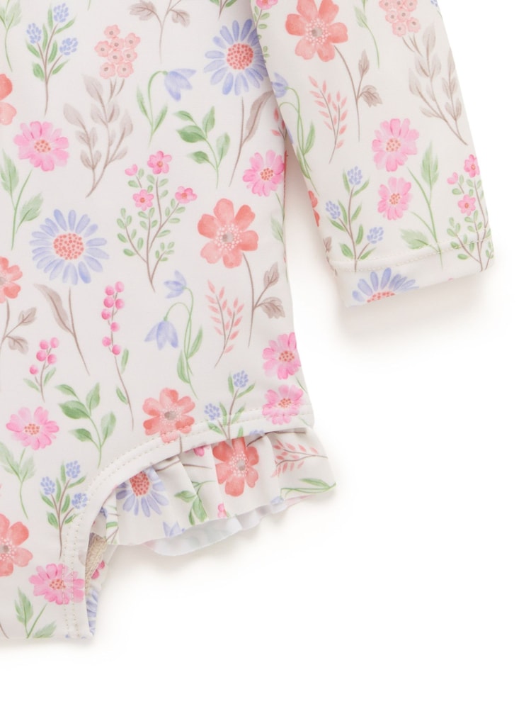 Roz - Costum de baie Purebaby Floral Mânecă lungă - Imaginea 5 din 5