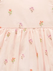 Purebaby Pink Floral Print Embroidered Dress and - Image 3 of 4