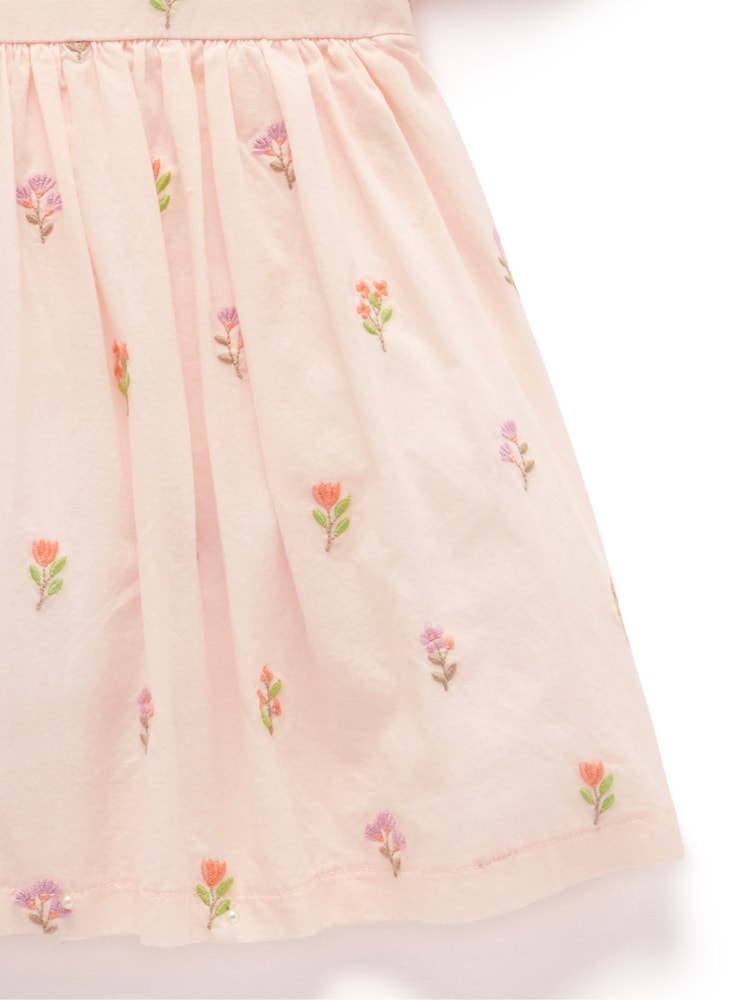 Purebaby Pink Floral Print Embroidered Dress and - Image 4 of 4