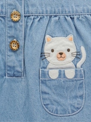 Purebaby Blue Denim 100% Cotton Dungaree and T-Shirt Set - Image 4 of 6