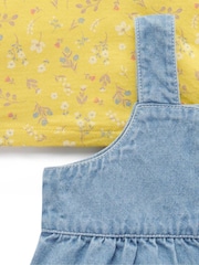 Purebaby Blue Denim 100% Cotton Dungaree and T-Shirt Set - Image 5 of 6