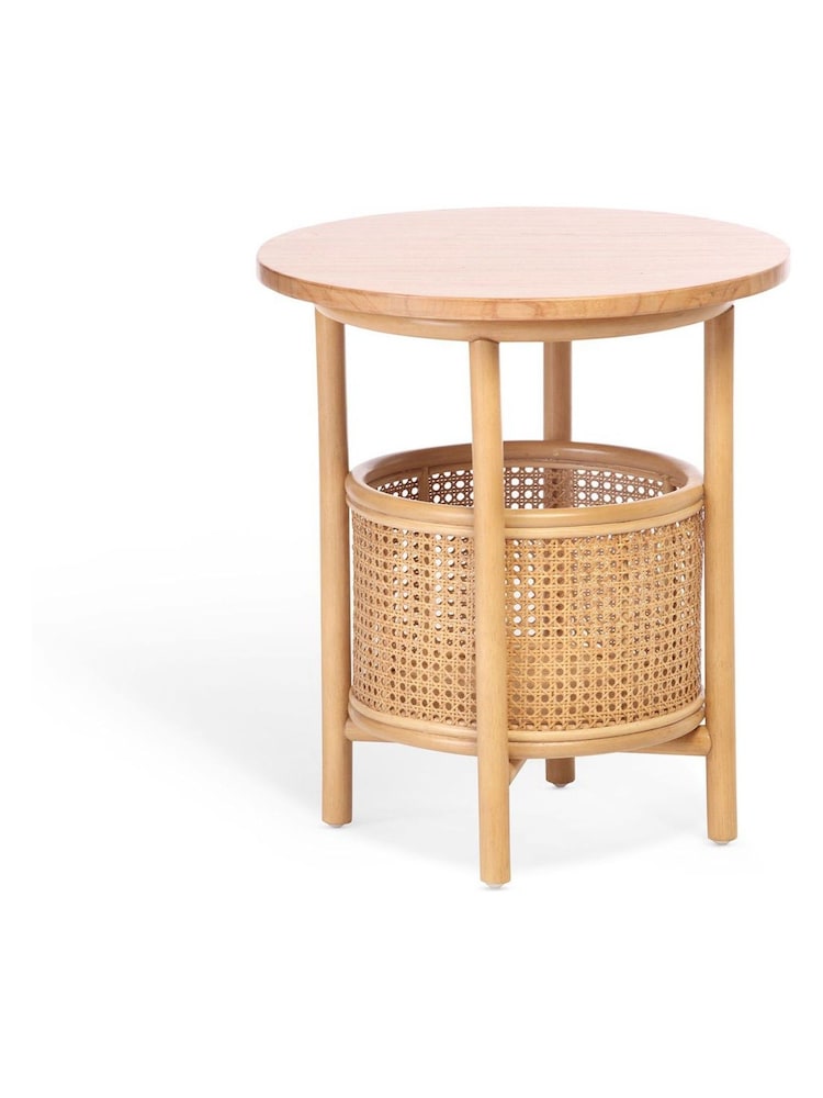 Desser Light Oak Aspen Rattan Conservatory Side Table - Image 2 of 2