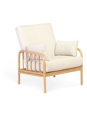 Desser 6 Piece Light Oak Aspen Rattan Conservatory Sofa Set Cushions - Image 2 of 5