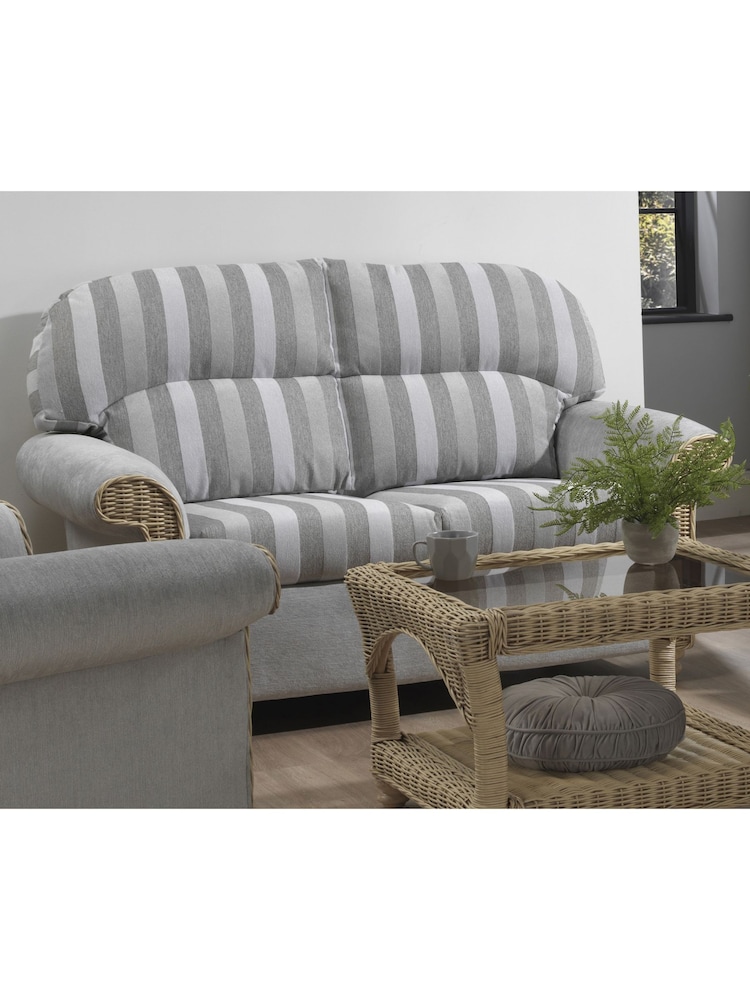 Desser Natural Samford Tradtional Back Rattan Stripe 2 Seater Sofa - Image 1 of 2