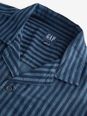 Gap Blue/Navy Stripe Short Sleeve Stripe Denim Shirt - Image 6 of 8
