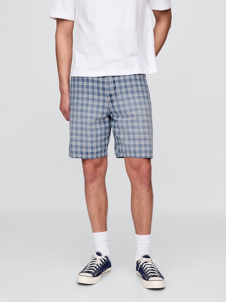 Gap Blue 90s Loose Denim Check Shorts - Image 1 of 5