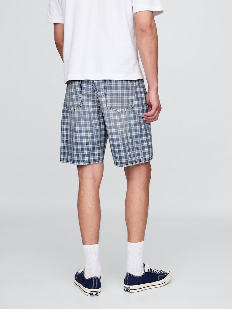 Gap Blue 90s Loose Denim Check Shorts - Image 2 of 5