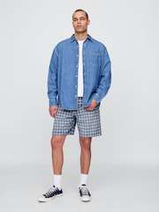 Gap Blue 90s Loose Denim Check Shorts - Image 4 of 5