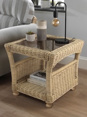 Desser Natural Samford Rattan Side Table Glass - Image 1 of 2