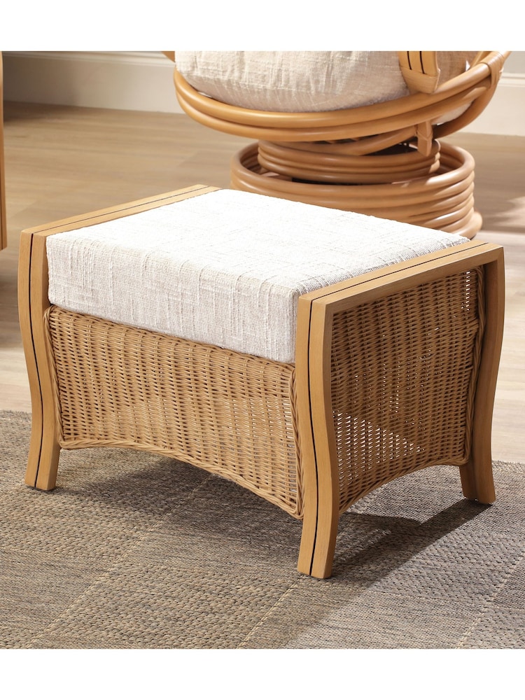 Desser Light Oak Paris Rattan Footstool - Image 1 of 1