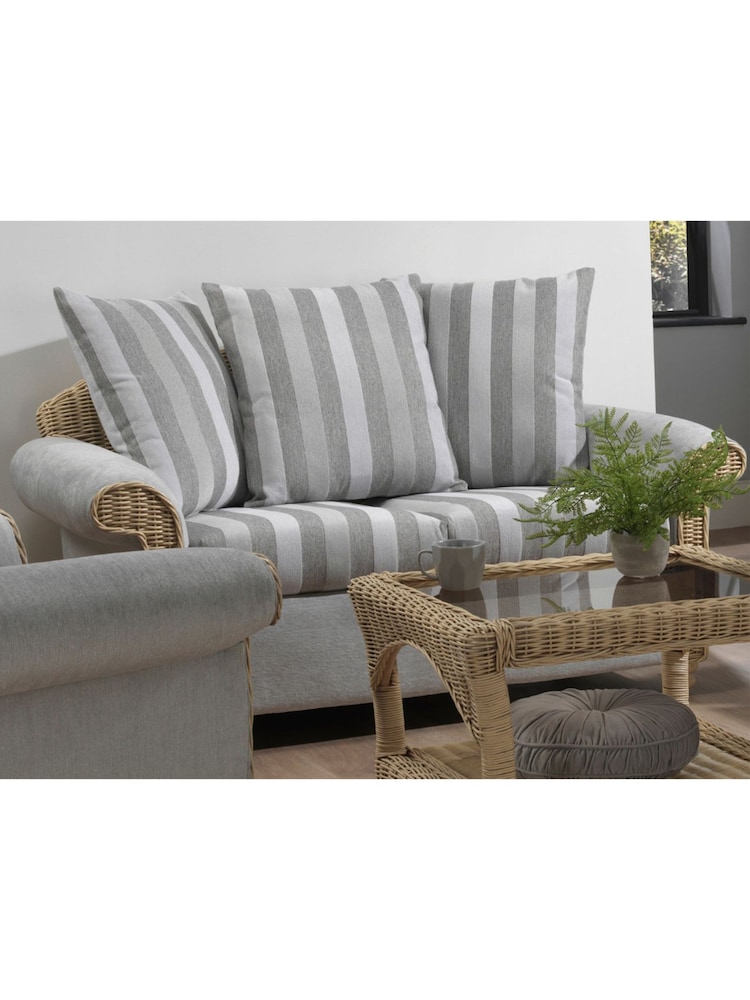 Desser Natural Samford Scatter Back Rattan 2 Seater Stripe Sofas - Image 1 of 2