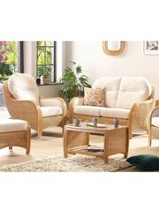 Desser 4 Piece Light Oak Centurion Rattan Fabric Sofa Set - Image 1 of 4