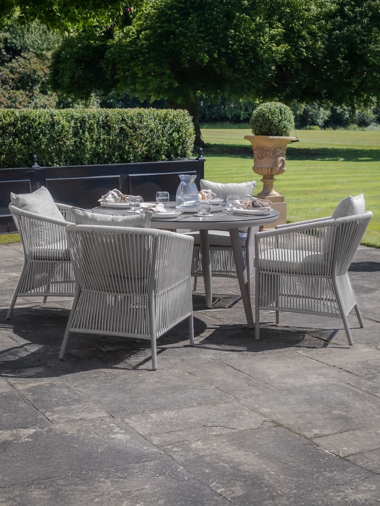 Maze Cool Linen Maldives Garden 4 Seater Round Dining Set - Image 1 of 9