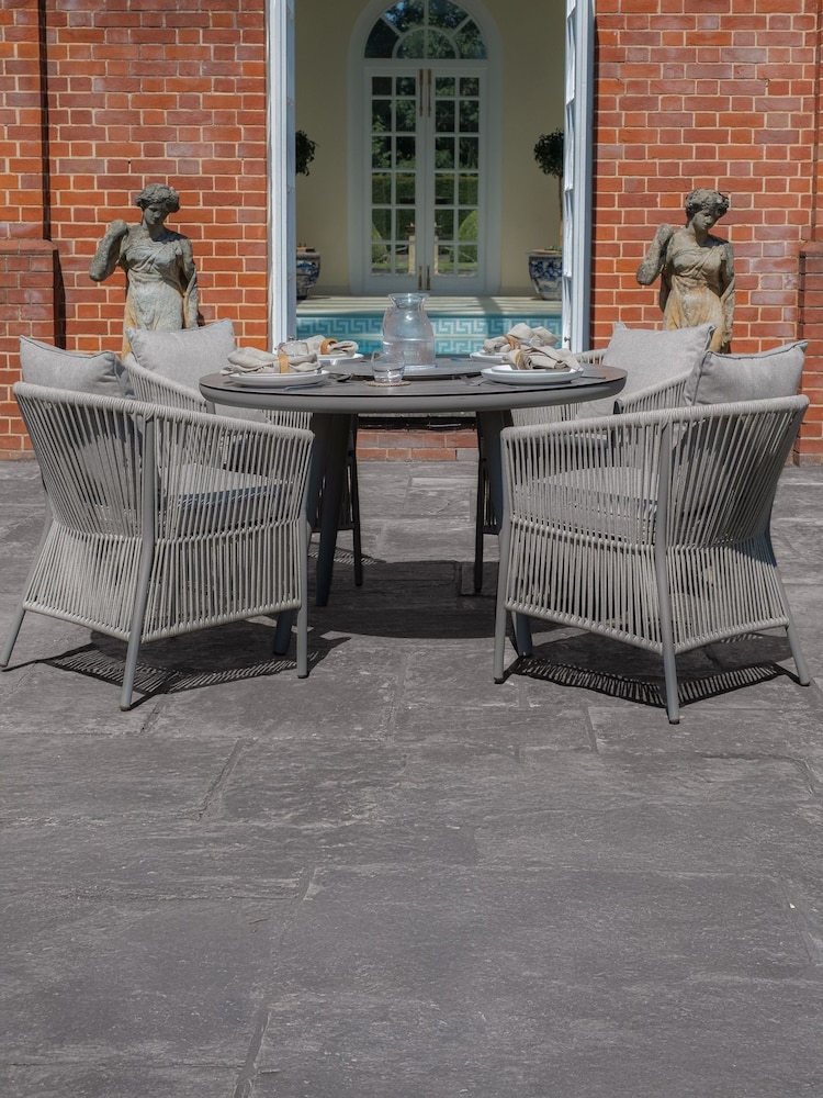 Maze Cool Linen Maldives Garden 4 Seater Round Dining Set - Image 2 of 9
