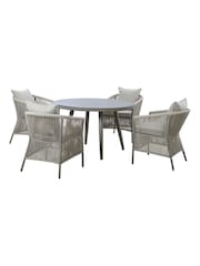 Maze Cool Linen Maldives Garden 4 Seater Round Dining Set - Image 9 of 9