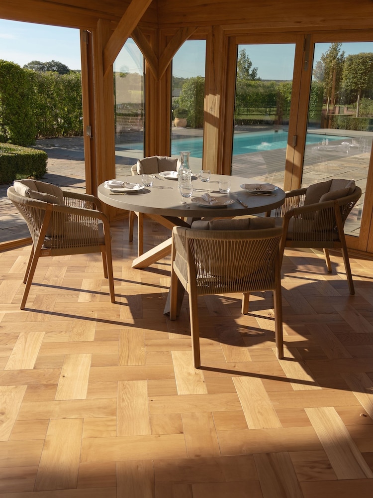 Maze Light Brown Martinique Garden 4 Seater Round Dining Set - Image 2 of 6