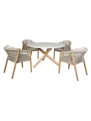 Maze Light Brown Martinique Garden 4 Seater Round Dining Set - Image 6 of 6