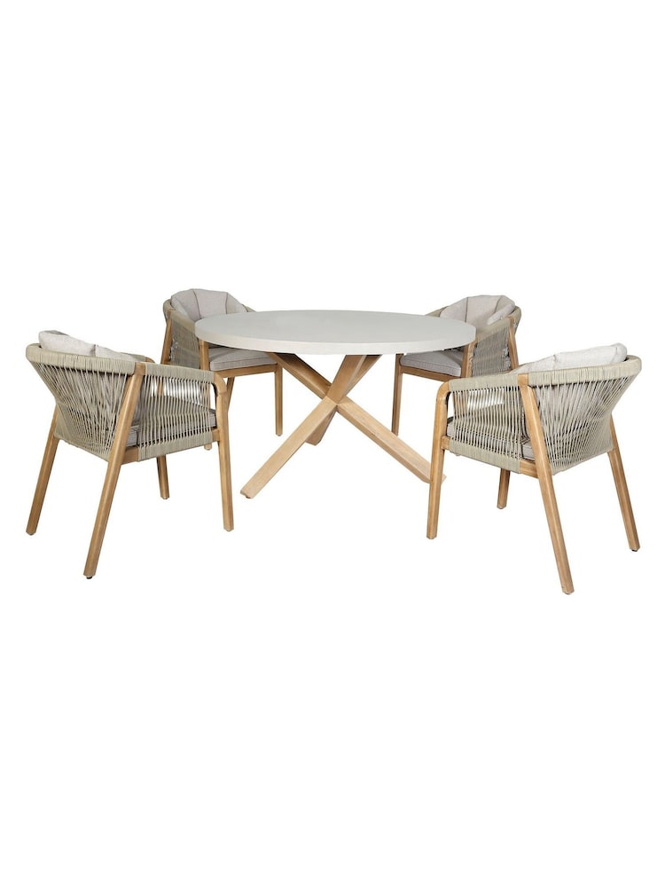 Maze Light Brown Martinique Garden 4 Seater Round Dining Set - Image 6 of 6
