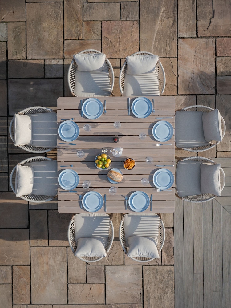 Maze Natural Linen Havana Garden 8 Seater Square Dining Set - Image 2 of 11