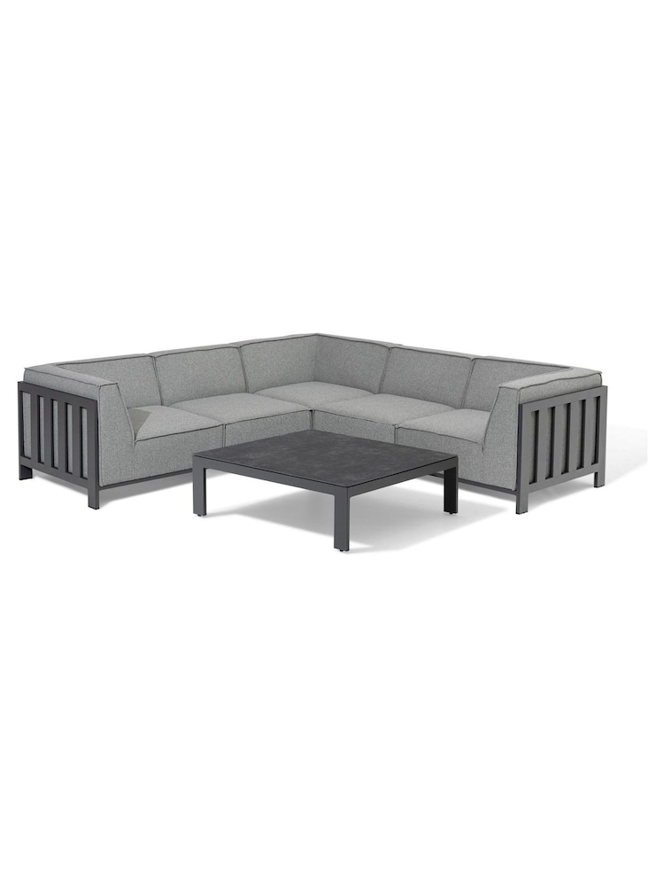 Maze Zinc Grey Small Ibiza Garden Corner Sofa Set With Square Coffee - Image 1 of 4