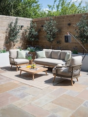Maze Natural Bali Garden Rope Weave 3 Seater Lounge Set - Image 1 of 6