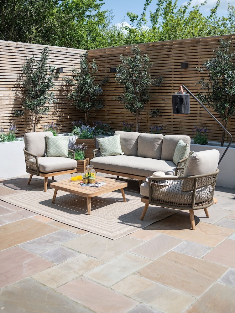 Maze Natural Bali Garden Rope Weave 3 Seater Lounge Set - Image 1 of 6