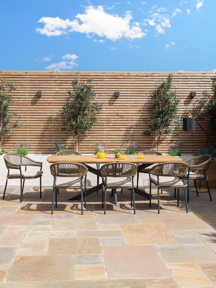 Maze Sandstone Bali Garden 8 Seater Oval Dining Set - Image 1 of 6