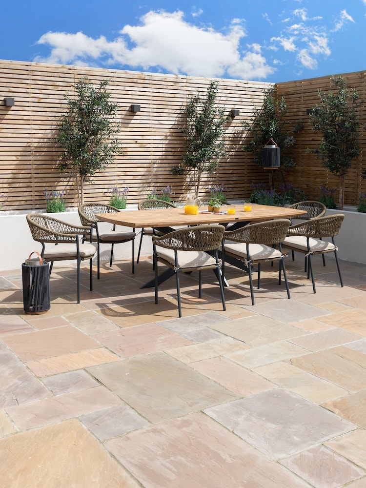 Maze Sandstone Bali Garden 8 Seater Oval Dining Set - Image 2 of 6