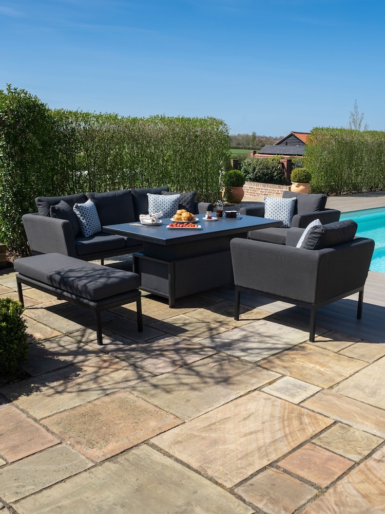 Maze Charcoal Pulse Garden 3 Seat Sofa Dining Set with Rising Table - Image 2 of 6