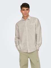 Camisas de manga comprida Only & Sons Regular Fit Linen Blend de linho - Imagem 1 de 4