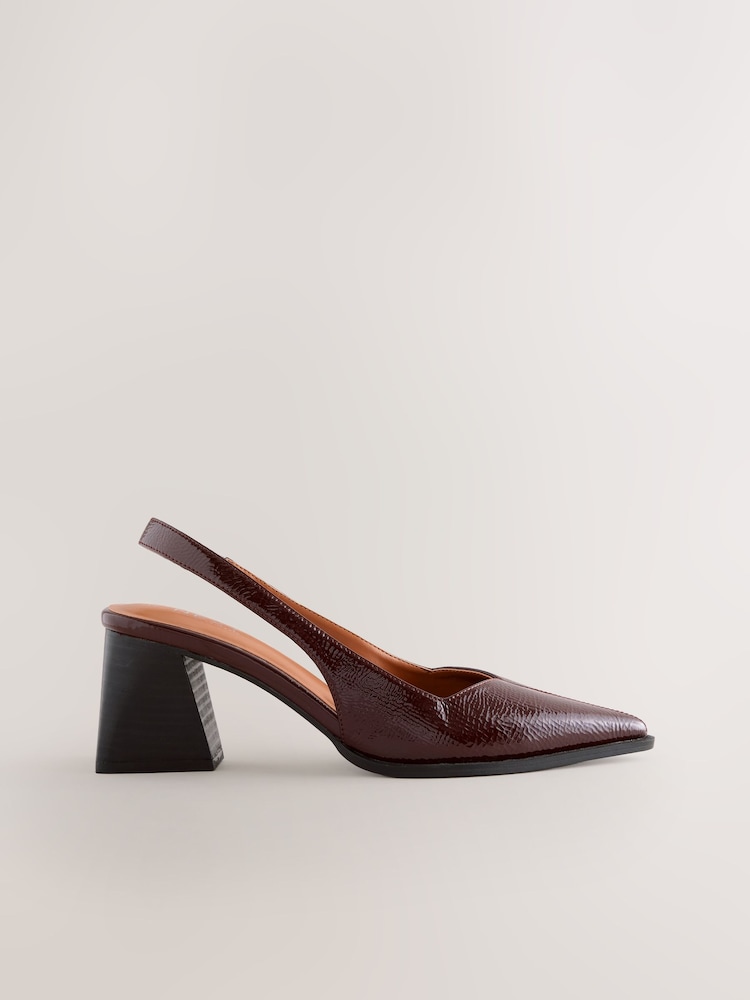 Burgundy Red Forever Comfort® Pointed Toe Slingback Block Heels - Image 1 of 12