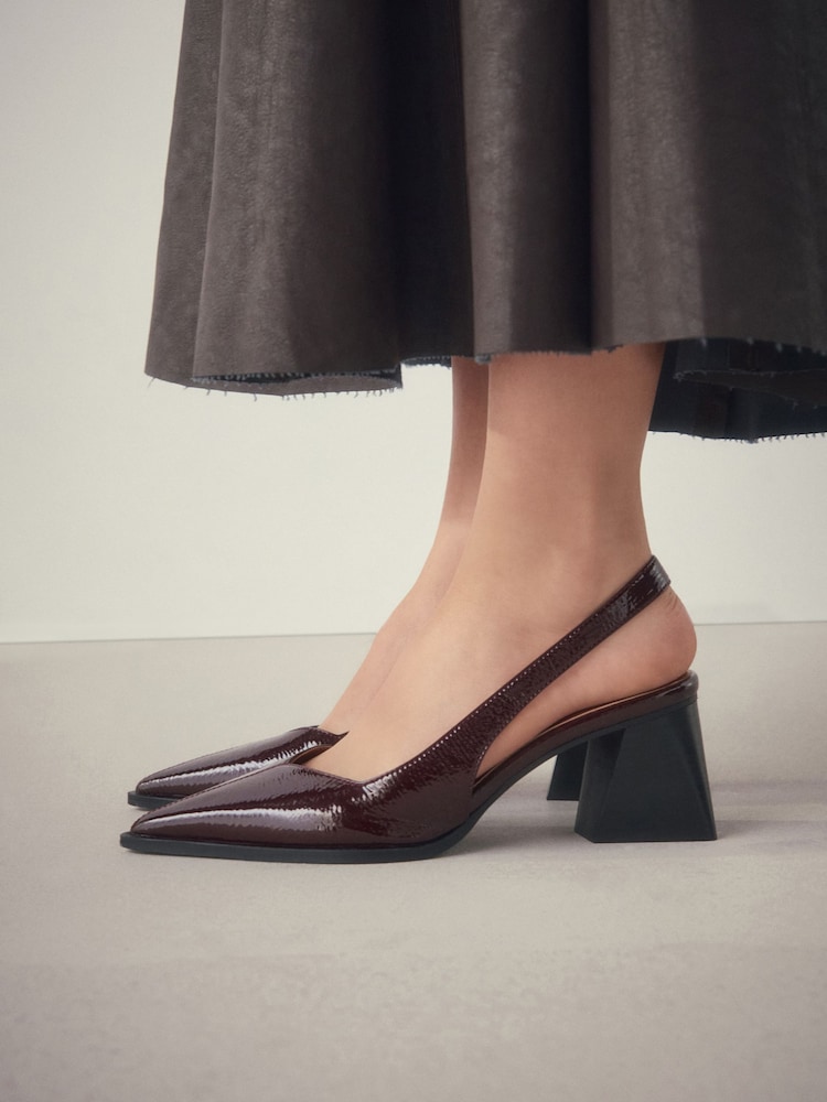 Burgundy Red Forever Comfort® Pointed Toe Slingback Block Heels - Image 2 of 12