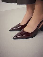 Burgundy Red Forever Comfort® Pointed Toe Slingback Block Heels - Image 3 of 12