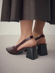 Burgundy Red Forever Comfort® Pointed Toe Slingback Block Heels - Image 4 of 12