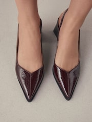 Burgundy Red Forever Comfort® Pointed Toe Slingback Block Heels - Image 5 of 12