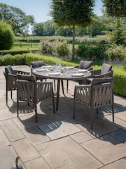 Maze Charcoal Milan Garden 6 Seater Oval Dining Set With Lazy Su - Image 1 of 4
