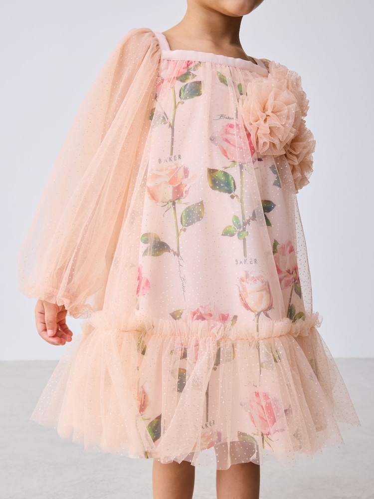 Buy Baker by Ted Baker 3D Corsage Glitter Mesh Overlay Floral Dress from  Next USA