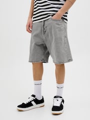 JACK & JONES Grey Loose Fit Denim Shorts - Image 1 of 5