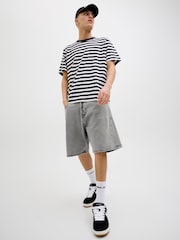 JACK & JONES Grey Loose Fit Denim Shorts - Image 2 of 5