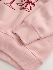 Pink Seasonal Christmas Graphic Champagne Tree Longsleevee Crewneck Sweatshirt - Image 3 of 3
