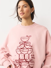 Rosa - Seasonal Christmas Graphic Champagne Tree Longsleevee Crewneck Sweatshirt - Imagen 5 de 8